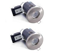 2XSweier Plafonniers encastrés LED 90 min coupe-feu, Projecteur étanche IP65,Nickel satiné Aluminium moulé sous pression （L'ampoule n'est pas incluse） Spot encastré,230V GU10 Downlight