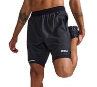 2XU Aero 2-in-1 7" Shorts, Noir/argenté (Black/Silver Reflective), XS Homme