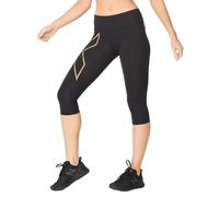2XU Light Speed Mid-Rise Compression 3/4 Tights Pantalon, Noir/doré réfléchissant, XXL Femme