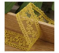2Yard/Lot 35mm Embroidery Lace Trims Exquisite Sewing Ribbon Webbing DIY Trimmings For Wedding Party Girl Dress Accessories(Yellow 35mm)