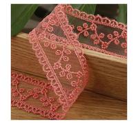 2Yard/Lot 35mm Embroidery Lace Trims Exquisite Sewing Ribbon Webbing DIY Trimmings For Wedding Party Girl Dress Accessories(Watermelon Red)