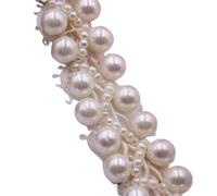 2yards/Lot White Black Pearl Beaded Lace Fabric Embroidered Ribbon Trim Fringe Sewing Material Clothing Accessories(White SG-023)