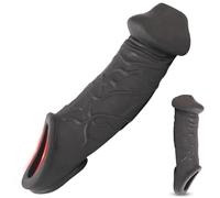 3.0 Gaines pour Pénis Homme,Gaine Penien Gode Anneaux de Pénis Antidérapant,Manchon Penis pour Extenseur de Pénis Masculin,Agrandisseur de Pénis,Cages de Chasteté Pompes à Pénis (Noir)