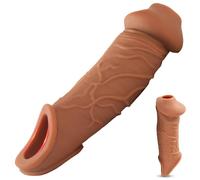 3.0 Gaines pour Pénis Homme,Gaine Penien Gode Anneaux de Pénis Antidérapant,Manchon Penis pour Extenseur de Pénis Masculin,Agrandisseur de Pénis,Cages de Chasteté Pompes à Pénis (Brun)