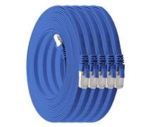 3,0 m - bleu - lot de 5 câbles réseau plats Cat7 câble brut Cat 7 câble ruban Gigabit Lan (10 Gbit/s) câble d'installation câble patch plat mince fiche Rj 45 Cat6a