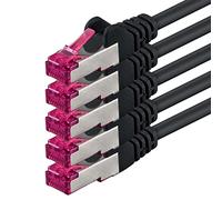 3,0 m - noir - 5 pièces - câble réseau CAT6a (10Gb/s) S-FTP CAT 6a Lanka câble - certifié GHMT PIMF 500 MHz Cat5 Cat5e Cat6 Cat6a Cat7 pour switch, routeur, modem, Internet