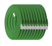3,0 m - vert - lot de 10 câbles réseau plats Cat7 câble brut Cat 7 câble ruban Gigabit Lan (10 Gbit/s) câble d'installation câble patch plat mince fiche Rj 45 Cat6a