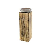 3.03 Bougeoir en bois de manguier avec assiette à bougies en aluminium - Taille : 25 cm (grand)