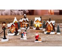 3.06 LED Ville de Noël - 5 LED blanches chaudes - 4 maisons, lanterne, figurines