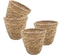 3.06 Panier d'algues doublé d'un film plastique - set de 4 / chacun env. 14x12 cm - petits paniers à plantes (petit / 4)