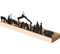 3.06 Porte-bougie à chauffe-plat KRIPPE - env. 28,5 cm - Porte-bougie à chauffe-plat avec figures de la crèche en nature / noir