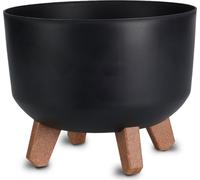 3.06 Pot de fleurs en plastique sur pieds - Ø 23 cm env. - Pot de plantes avec réservoir d'eau - Couleur : noir (grand)
