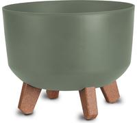 3.06 Pot de fleurs en plastique sur pieds - Ø 23 cm env. - Pot de plantes avec réservoir d'eau - Couleur : olive (grand)