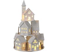 3.07 Maison de Noël Tour tournante avec 3 étages - env. 30 cm - illuminée avec 10 LED / avec musique