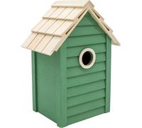 3.07 Nichoir MAISON en vert avec toit naturel - ca. 25x18x12 cm - Bois Nichoir pour oiseaux
