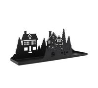 3.07 Plateau décoratif en métal avec des maisons - environ 40 x 9 cm - village de Noël en noir (grand)