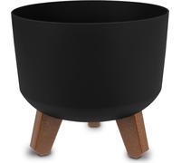 3.07 Pot de fleurs en plastique sur pieds - Ø 19,5 cm env. - Pot de plantes avec réservoir d'eau - Couleur : noir (petit)