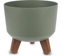 3.07 Pot de fleurs en plastique sur pieds - Ø 19,5 cm env. - Pot de plantes avec réservoir d'eau - Couleur : olive (petit)