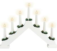 3.08 Arc de lumière en bois avec 7 bougies LED - Chandelier de l'Avent Pont de bougies - Couleur : blanc