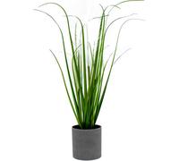 3.08 Herbe artificielle dans pot gris - vert - blanc / ca. 50 cm - Plante artificielle Herbes