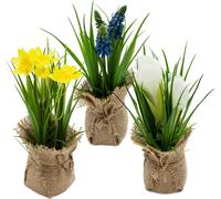 3.08 Petites plantes en set de 3 HARMONY - env. 19 cm chacune - Plante artificielle avec fleurs et pétales (3 pièces)