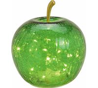3.08 Pomme en verre avec guirlande lumineuse de 20 LED - Ø 16 cm - Lampe de décoration batterie - Couleur : Vert
