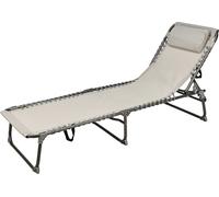 3.09 Relax Bain de soleil avec coussin - ca. 190x60x30 cm - Lit de repos Tête réglable - Couleur : gris (clair)