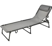 Chaise longue pliante XL Relax avec oreiller, gris foncé, 190 x 60 cm, chaise de soleil avec dossier réglable sur 5 positions, chaise de jardin, chaise de relaxation, chaise de camping, chaise longue