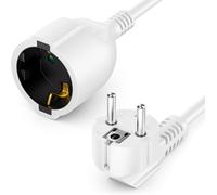 3,0m Câble D'Extension avec Prise Type f (CEE 7/4) Coudée à 90° vers Prise (CEE 7/3)-Cordon D'Alimentation pour TV,PC,Ordinateur,Vidéoprojecteur-Blanc