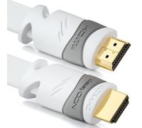 3,0m Câble HDMI Plat - Compatible avec HDMI 2.0/1.4 - UHD 4K HDR 3D 1080p 2160p ARC - Haute Vitesse avec Ethernet - Blanc