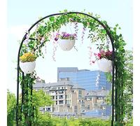 3.0m x 2.4m Metal Garden Arch Trellis - Windproof Galvanized Steel Pipe Easy Installation Multi-Purpose Black Garden Arches for Vines & Plants