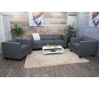 3-1-1 Ensemble De Canapés Loungesofa Lille Similicuir, Gris Foncé Multicolore