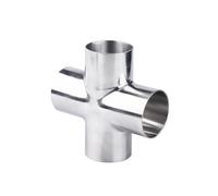 3-1/2" Welding OD 89mm Cross Tee 4 Way Pipe Fitting Stainless Steel 316