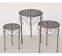 3.10 Table à plantes Orania 3 pièces - ronde - Table d'appoint en gris