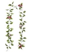 3-10PCS Artificial Holly Leaf And Red Berry Garland Wall Hanging Christmas Decoration Faux Vine For Home Holiday Atmosphere(Color-02,10PCS)