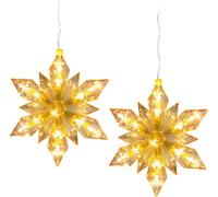 3.11 étoiles de Noël, lot de 2 - 25 LED blanches chaudes chacune / 23,5 x 23,5 cm environ - étoile pour l'intérieur avec minuterie