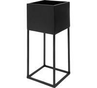 3.11 Pot de fleurs sur support - env. 32 x 14,5 x 14,5 cm - pot de fleurs en métal noir / carré