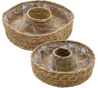 3.11 Set de 2 jardinières en jonc de mer - couronne d'anneaux à planter et à décorer