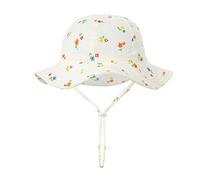 3-12 m Bébé Soleil Mode Seau Anti Vent Soleil Protection Panama pour Fille Enfant Garçon Mignon Bébé Coiffe, Fleurs rouges et bleues, taille unique