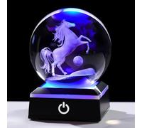 3.14 in. K9 Crystal Laser 3D Animals Ball with LED Base