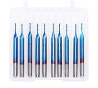 3.175mm Ball Nose End Mill Bits 10 - Pack | 2 - Flute Spiral Router Bits for Woodworking & CNC | 2.5x15mm Blue Nano Coated Carbide Carving Tools / 3D Relief/Acrylic Engraving