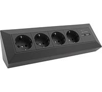 3.1A Corner Power Strip With 4 Grounded Outlets And 2 Usb-A Ports - Black