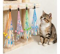 3/2/1 pièce pièce Jouet de chat suspendu avec clochette et boule en peluche, décoré de franges brillantes. C'est un jouet interactif pour chat qui peut aider les chats à s'exercer, renforcer le lien e