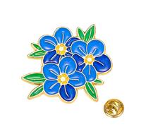 3 * 2,8 cm 3 bleu oublie moi pas le badge d'épingles, la broche d'émail des fleurs bleues, la fleur de blues, la démence alzheimer, les épingles commémoratives cadeau pour la décoration ou la