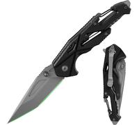 3.2"" Folding Knife With 440c Steel Blade,Edc Knife Small Pocket Knife With Pocket Clip,Carabiner And Screwdriver At Handle End For Camping,Hiking
