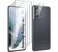 [3+2 Pièces Verre Trempé Pour Samsung Galaxy S21 5g Et Caméra Arrière Protecteur,Sans Bulles,9h Dureté,Anti-Rayures,0,25 Mm Ultra-Mince Hd Film Protection Ecran Pour Samsung Galaxy S21 5g