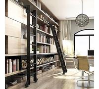 3-20 Fu? Kit de matériel d'échelle coulissante pour bibliothèques - Système de rail à rouleaux pour échelles de bibliothèque mobiles (échelle non incluse) Rails de glissement pour un mouvement fluide