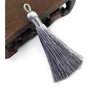 3-24Pcs 8cm Gland avec Pull Bobine Anneau Polyester Soie Glands Décoratifs pour Artisanat Porte-clés Bijoux Rideaux DIY Accessoires-6pcs Glands,LQ 8cm Gris