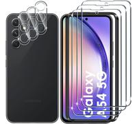 3 + 3 Pieces For Samsung Galaxy A54 5g Tempered Glass Screen Protectors And Rear Camera Protection, 9h Hardness Scratch-Proof Bubble-Free Protection Film