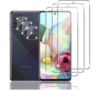 3+3 Pièces Verre Trempé Compatible Avec Samsung Galaxy A71 5g Avec 3 Pièces Protection Ecran Et 3 Pièces Caméra Arrière Protecteur Ultra Claire,Sans Bulles,Pour Samsung Galaxy A71 5g
